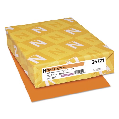 Copy & Printer Paper | Neenah Paper 26721 8.5 in. x 11 in. 20 lbs Bond Weight Exact Brights Paper - Bright Orange (500/Ream) image number 0