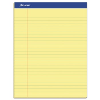  | Ampad 20-220 8.5 in. x 11.75 in. Wide/Legal Ruled Perforated Writing Pads - Canary Yellow (1-Dozen)