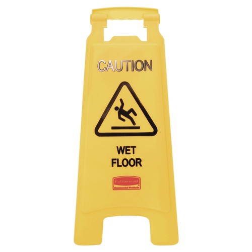Just Launched | Rubbermaid Commercial FG611277YEL 11 in. x 12 in. x 25 in. Caution Wet Floor Sign - Bright Yellow image number 0