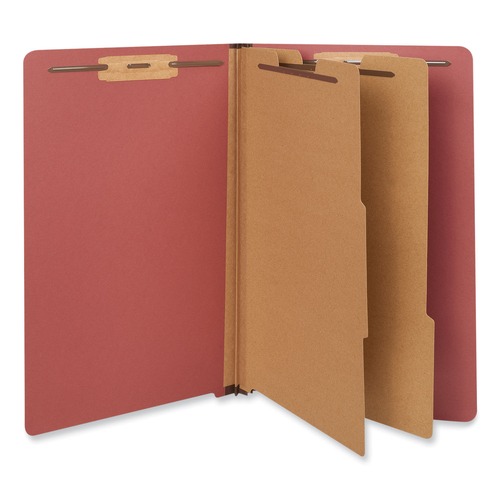 Back to School Sale | Universal UNV10316 2 in. Expansion 2 Dividers 6 Fasteners Legal Size Pressboard End Tab Classification Folders - Red (10/Box) image number 0