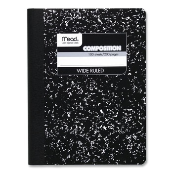 Mead 09910 9.75 in. x 7.5 in. Sheets Wide/Legal Rule Composition Book - Black Cover