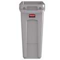 Trash & Waste Bins | Rubbermaid Commercial 1971258 15.875 Gallon Rectangular Plastic Slim Jim Waste Container with handles - Light Gray image number 0