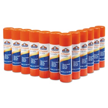 Elmer's E517 0.77 oz. Disappearing Applies White Dries Clear Glue Stick (12/Pack)