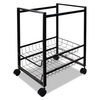 OFFICE FURNITURE AND LIGHTING | Advantus 34075 2 Drawers 1 Bin 12.88 in. x 15 in. x 21.13 in. Metal Mobile File Cart with Sliding Baskets - Black
