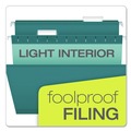 File Folders | Pendaflex 04153 1/5 TEA 1/5-Cut Tabs Legal Size Colored Reinforced Hanging Folders - Teal (25/Box) image number 6
