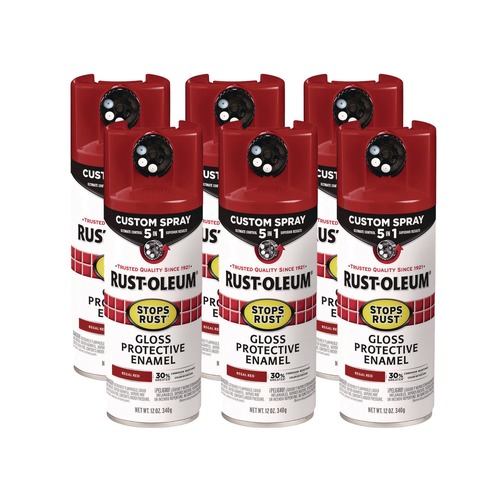 Painting | Rust-Oleum 376895 Stops Rust 5-in-1 Spray Paint, Gloss Regal Red, 12 oz Aerosol Can, 6/Carton image number 0