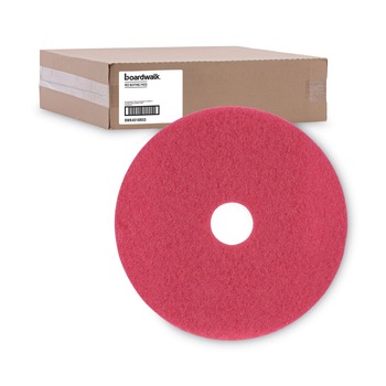 Boardwalk BWK4018RED 18 in. Diameter Buffing Floor Pads - Red (5/Carton)