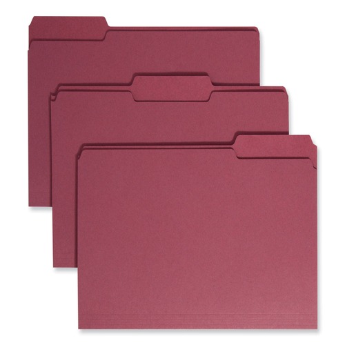 File Folders | Smead 13093 1/3-Cut Tabs Assorted Letter Size 0.75 in. Expansion Colored File Folders - Maroon (100/Box) image number 0