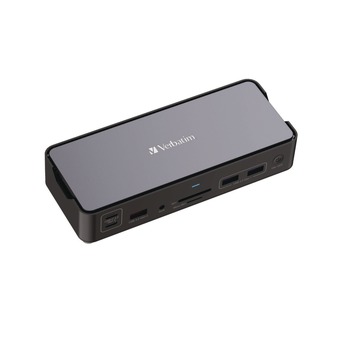 Verbatim 32171 15-in-1 Audio/DisplayPort/HDMI/Micro SD/RJ45/SD/USB-A/USB-C Pro Docking Station - Gray