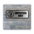 Floor Signs & Safety Signs | Cosco 098206 9 in. x 3 in. Employees Only Brushed Metal Office Sign - Silver image number 2
