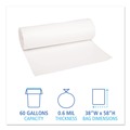 Just Launched | Boardwalk H7658HWKR01 38 in. x 58 in. 60 gal. Low-Density Waste Can Liners - White (100/Carton) image number 2
