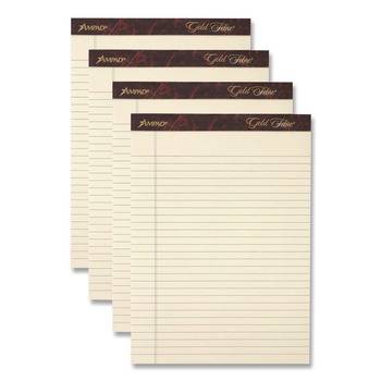Ampad 20-029R 5 x 8 Sheets (50) Gold Fibre Narrow Rule Writing Pads - Canary-Yellow Sheets (4/Pack)