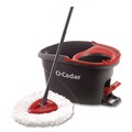 Mops | O-Cedar 148473EA 51 in. Adjustable Handle EZWring Spin Mop System - White Microfiber Head, Red/Gray Handle image number 0
