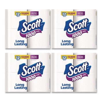 Scott 10060 1-Ply 4.1 in. x 3.7 in. Septic Safe Toilet Paper - White (48/Carton)