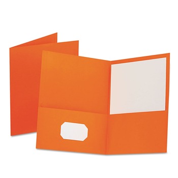 FILING AND FOLDERS | Oxford 57510EE 0.5 in. Capacity 11 in. x 8.5 in. Embossed Leather Grain Paper Twin-Pocket Folder - Orange (25/Box)