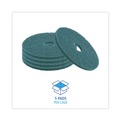 Cleaning & Janitorial Accessories | Boardwalk BWK4017GRE 17 in. Diameter Heavy-Duty Scrubbing Floor Pads - Green (5/Carton) image number 3