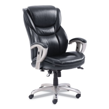 SertaPedic 49710BLK 19 in. to 22 in. Seat Height Supports Up to 300 lbs. Emerson Executive Task Chair - Black Seat/Back, Silver Base