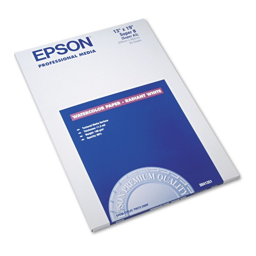 Copy & Printer Paper | Epson S041351 11.5 mil. 13 in. x 19 in. Watercolor Radiant Inkjet Paper - Matte White (20/Pack) image number 0