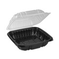 Food Trays, Containers, and Lids | Pactiv Corp. DC858100B000 38 oz 8.5 x 8.5 x 3 EarthChoice Vented Dual Color Microwavable Plastic Hinged Lid Container - Black/Clear (150/Carton) image number 1