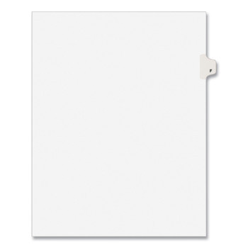 Avery 01406 11 in. x 8.5 in. 26-Tab F Avery Style Preprinted Legal Exhibit Side Tab Index Dividers - White (25/Pack)