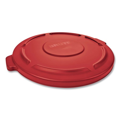 Trash & Waste Bins | Rubbermaid Commercial FG263100RED 22.25 in. BRUTE Self-Draining Flat Top Lids for 32 gal. Round BRUTE Containers - Red image number 0