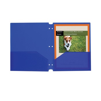 FILING AND FOLDERS | C-Line 32935 11 x 8.5 3-Hole Punch Two-Pocket Heavyweight Poly Portfolio Folder - Blue (25/Box)