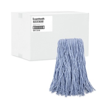 Boardwalk BWK2024B #24 Cotton/Synthetic Fiber Cut-End Standard Mop Head - Blue (12/Carton)