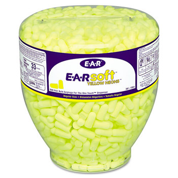 3M 391-1004 E-A-Rsoft Cordless Neon Tapered Earplug Refill - Yellow (500/Box)