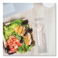 Cutlery | WNA EPS005 EcoSense Renewable PSM Wrapped Plastic Fork/Knife/Napkin/Spoon Cutlery Kit - White (250/Carton) image number 5