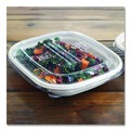 Food Trays, Containers, and Lids | World Centric CTLCS3 8.8 in. x 6.9 in. x 0.8 in. Plastic PLA Lids for Fiber Containers - Clear (400/Carton) image number 2