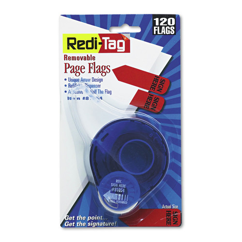 Page Flags | Redi-Tag B81054 Sign Here Arrow Message Page Flags in Dispenser - Red (120/Pack) image number 0