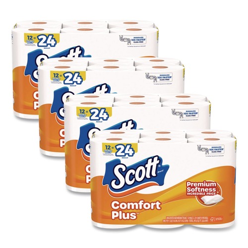 Toilet Paper | Scott 47618 ComfortPlus 1-Ply Septic Safe Toilet Paper Double Roll Bath Tissue - White (48/Carton) image number 0