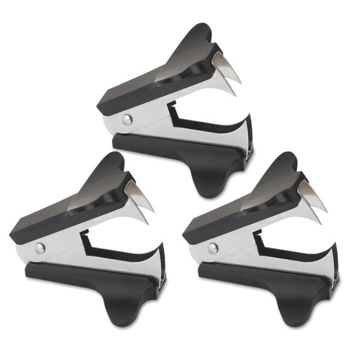 Staple Removers | Universal UNV00700VP Jaw Style Staple Remover - Black (3/Pack) image number 0