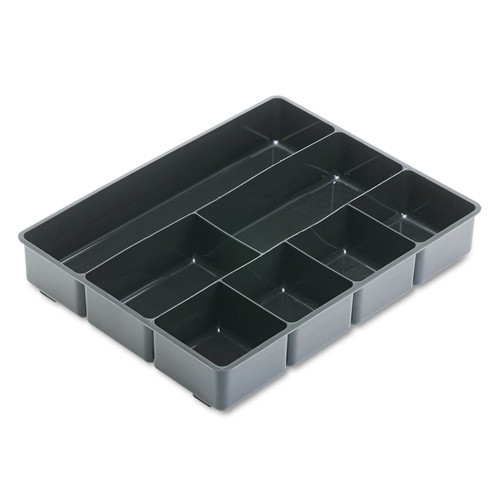 Desktop Organizers | Rubbermaid 11906ROS 11.88 in. x 15 in. x 2.5 in. 7-Compartments Plastic Extra Deep Desk Drawer Director Tray - Black image number 0