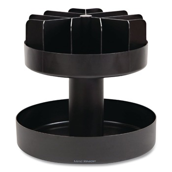 Mind Reader SNACKCARBLK 22.05 in. x 2.05 in. x 16.14 in. 2-Compartment Supreme Lazy Suzan Condiment/Snack Organizer - Black