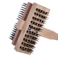Food Service | Carlisle 4029400 Sparta Broiler Master Grill Brush and Scraper with 48 in. Natural Wood Handle image number 2