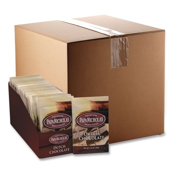 PRODUCTS | PapaNicholas Coffee 79224 Premium Hot Cocoa - Dutch Chocolate (24/Carton)