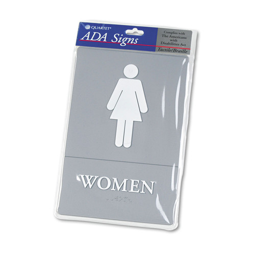 Floor Signs & Safety Signs | Headline Sign 4816 6 in. x 9 in. Women Restroom Symbol with Tactile Graphic Molded Plastic ADA Sign - Gray image number 0