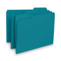 File Folders | Smead 10291 1/3-Cut Tabs Assorted Letter Size 0.75 in. Expansion Interior File Folders - Teal (100/Box) image number 0
