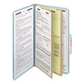 File Folders | Smead 19030 Six SafeSHIELD Fasteners 2 Dividers Legal Size Six-Section Pressboard Top Tab Classification Folders - Blue (10/Box) image number 1