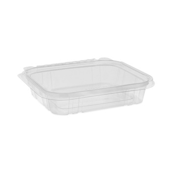 Pactiv Corp. TEHL7X616S EarthChoice 7.25 in. x 6.38 in. x 1 in. 16 oz. Plastic Tamper Evident Recycled Hinged Lid Deli Container - Clear (240/Carton)