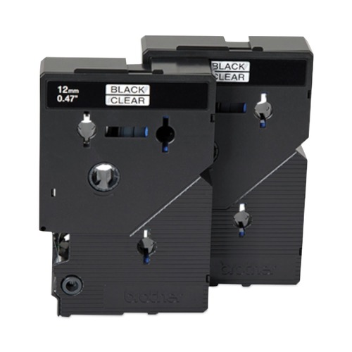 Label Makers | Brother P-Touch TC10 TC 0.47 in. x 25.2 ft. Tape Cartridges for P-Touch Labelers - Black on Clear (2/Pack) image number 0