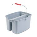 Just Launched | Rubbermaid Commercial FG262888GRAY 18 in. x 14.5 in. x 10 in. 19 qt. Plastic Double Utility Pail - Gray image number 0
