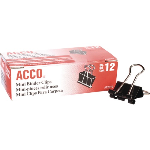 Just Launched | ACCO A7072010A Mini Binder Clips - Black/Silver (1-Dozen) image number 0