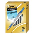 Pens | BIC GSMG361-BE Round Stic Grip Xtra Comfort Medium 1.2 mm Stick Easy-Glide Ballpoint Pen Value Pack - Blue Ink/Gray/Blue Barrel (36/Pack) image number 0