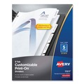 Dividers & Tabs | Avery 11517 Print-On 11 in. x 8.5 in. 5-Tab 3-Hole Customizable Punched Dividers - White (125/Pack) image number 0