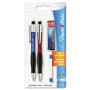 PENCILS | Paper Mate 1738796 0.7 mm HB No. 2 ComfortMate Ultra Pencil Starter Set - Black Lead/Assorted Barrel Colors (2/Set)