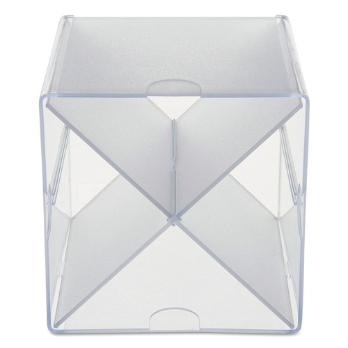 Just Launched | Deflecto 350201 6 in. x 7.2 in. x 6 in. 4 Compartments X Divider Stackable Plastic Cube Organizer - Clear image number 0