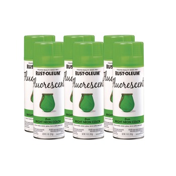 Rust-Oleum 342417 Specialty Fluorescent Spray Paint, Flat Fluorescent Green, 11 oz Aerosol Can, 6/Carton
