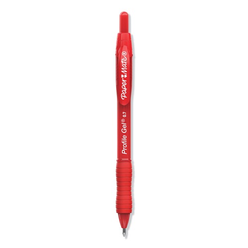 Pens | Paper Mate 2095463 Profile 0.7 mm Retractable Gel Pen - Red Ink/Translucent Red Barrel/Medium (1-Dozen) image number 0